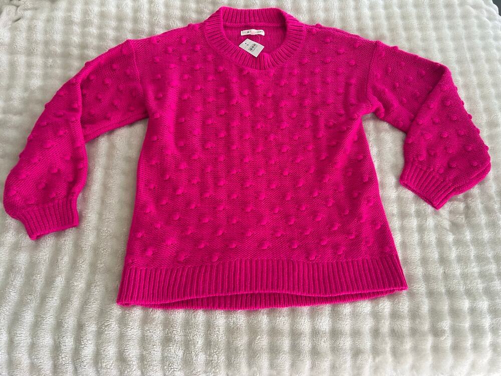 LOFT Lou & Grey Pink textured knit sweater with raised dots, size L